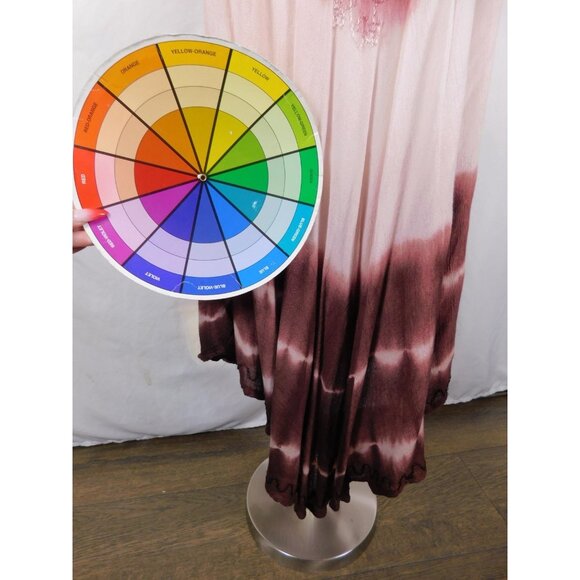 Seven Islands New York Dress Womens 2X Pink Burgundy Tie Dye Embroidered Rayon - Picture 9 of 12